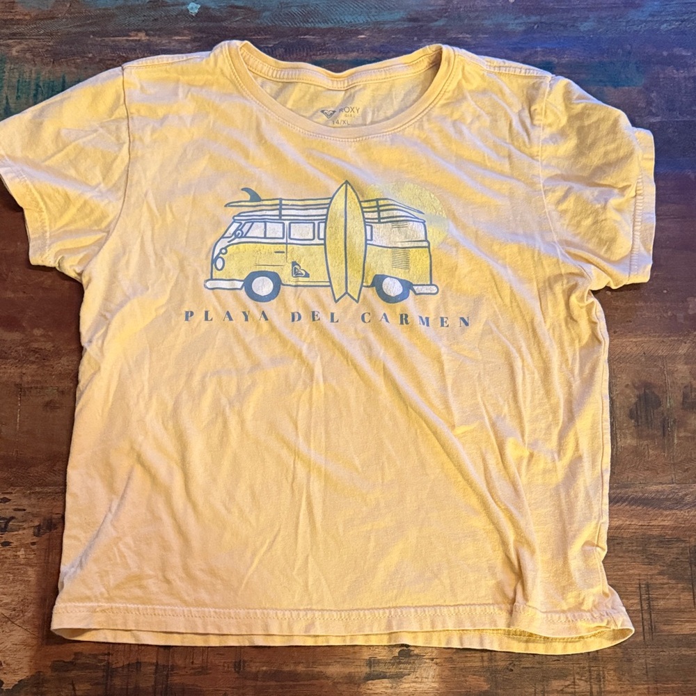 Roxy Yellow Kids Tee with Surf Van Graphic